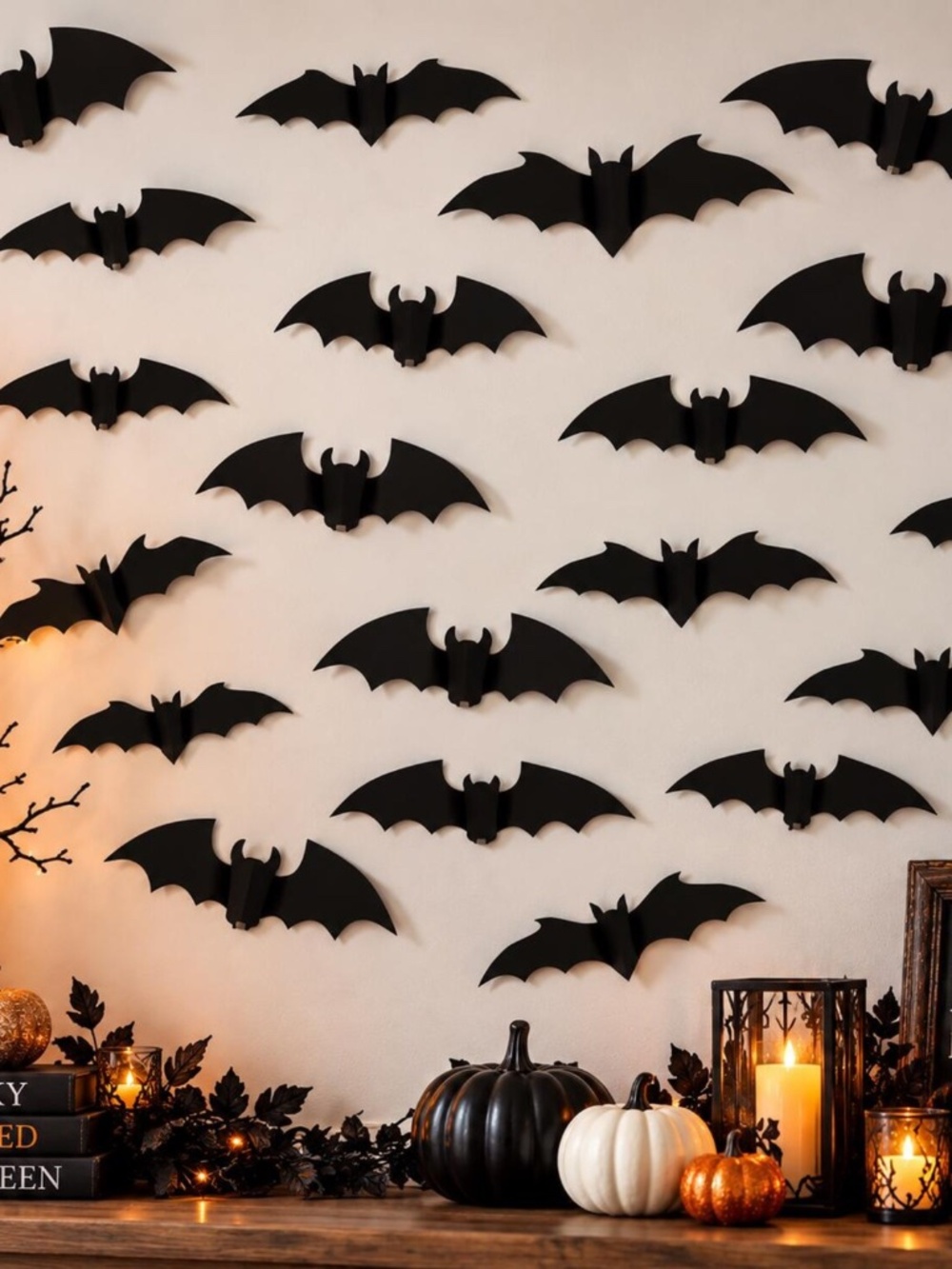 New in Box Black Glitter Bat Hanging Decorations